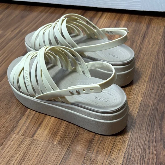 CROCS Women's Cream Strappy Sandals - Picture 4 of 4